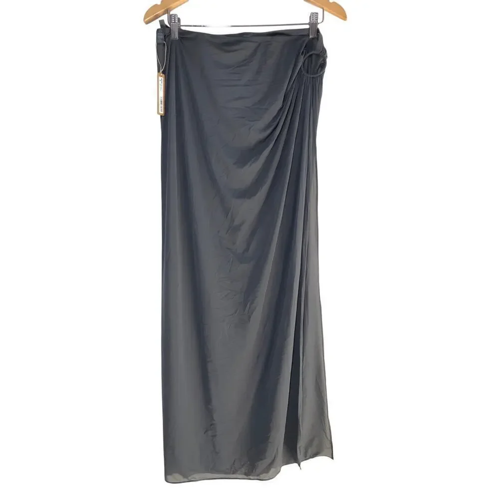 SKIMS Mesh Cover Up Long Sarong Skirt Tonal Ring Gunmetal Gray NWT Size 4X